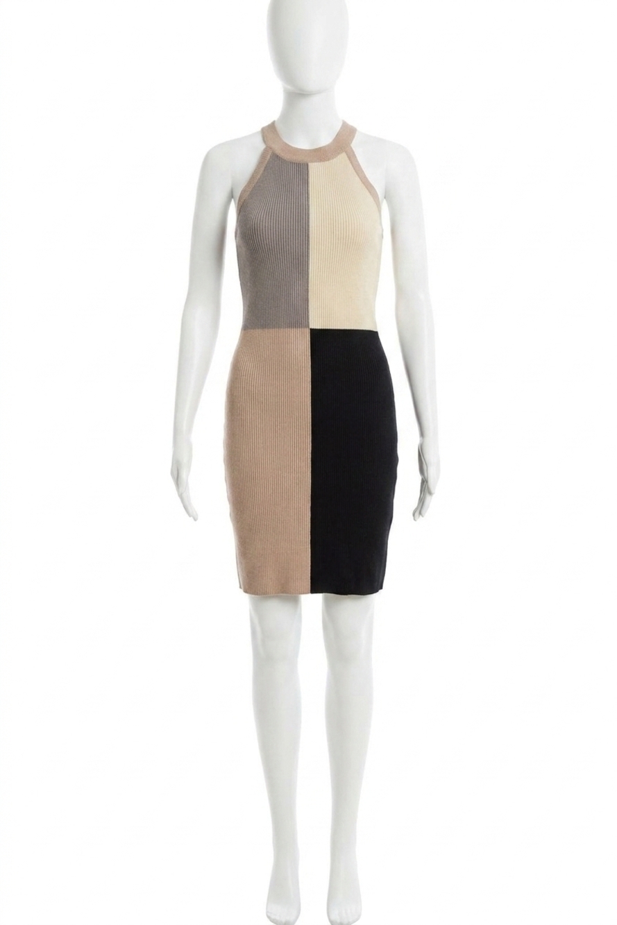 NEW ANDREE BY UNIT stick around sleeveless mini bodycon dress in multi